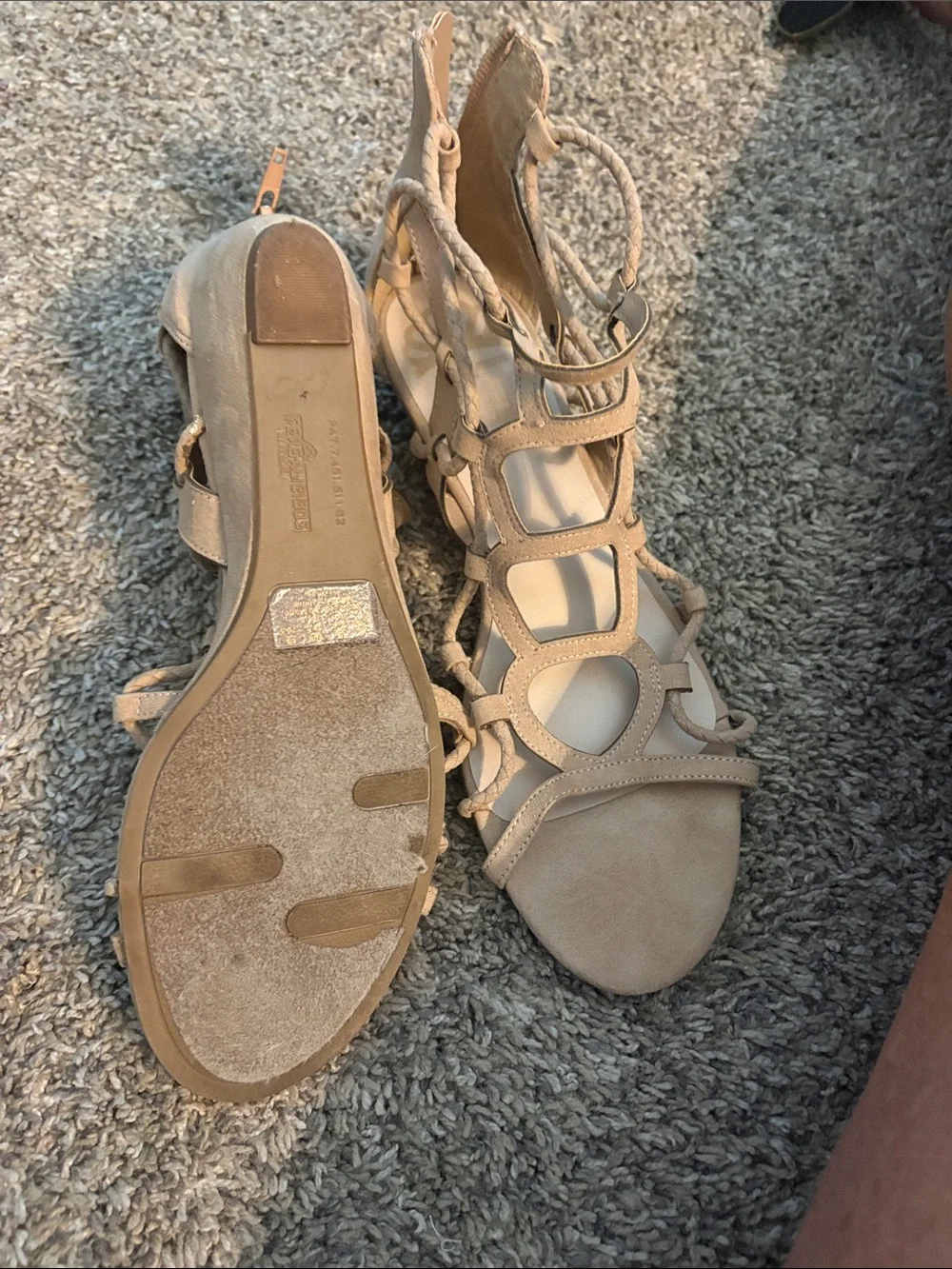Women's Beige Lace-Up Gladiator Sandals